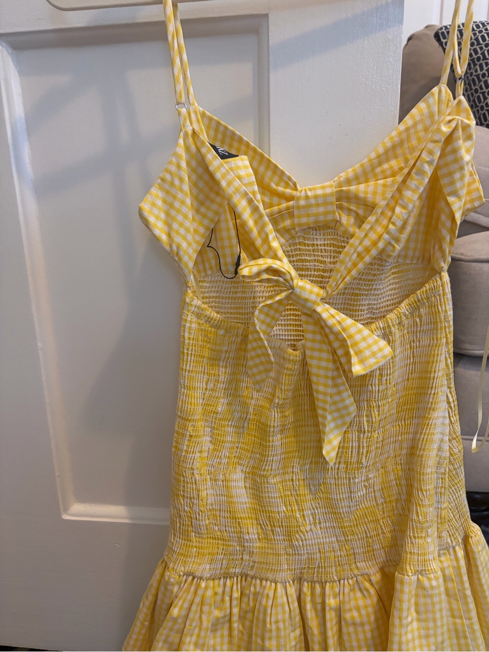 Yellow Zara Gingham Ruffle Mini Sundress - Picture 2 of 3